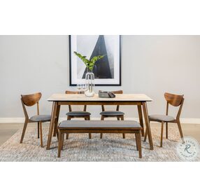 Everett Marble And Natural Walnut Dining Table