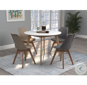 Breckenridge Matte White And Natural Oak Round Dining Table
