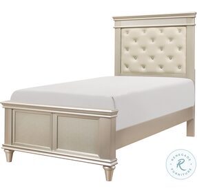 Celandine Silver And Off White Youth Upholstered Panel Bedroom Set
