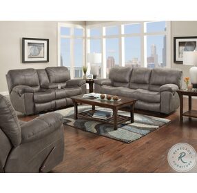 Trent Charcoal Reclining Console Loveseat With Storage
