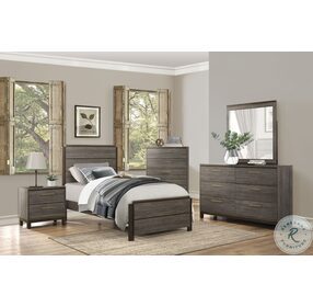 Vestavia Antique Gray And Dark Brown Twin Panel Bed