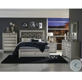 Bevelle Silver And Gray Queen Upholstered Panel Bed