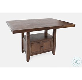 Mission Viejo Rustic Natural Brown Storage Adjustable Extendable Counter Height Dining Room Set