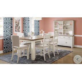 Dana Point Vintage White and Natural Wood Extendable Counter Height Dining Table