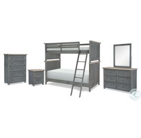 Cone Mills Distressed Denim And Stone Washed Twin Over Twin Bunk Bed