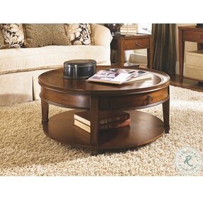 Sunset Valley Rich Mahogany 1 Drawer Round Cocktail Table