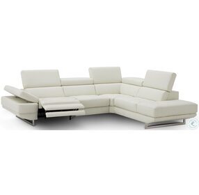 The Annalaise Snow White Italian Leather Reclining RAF Sectional