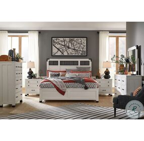 Harper Springs Silo White Queen Panel Bed With Metal Headboard