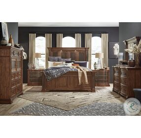 Lariat Roasted Pecan Saddle Brown Queen Panel Bed