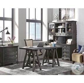 Sutton Place Weathered Charcoal Credenza With Hutch