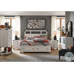 Harper Springs Silo White King Panel Storage Bed With Metal Headboard