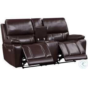 Cicero Brown Reclining Console Loveseat