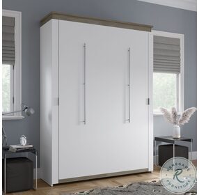 Orion White And Walnut Grey 65" Queen Murphy Bed