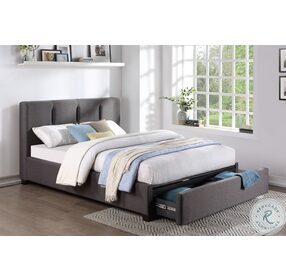 Aitana Graphite Full Upholstered Platform Bed With Storage Drawer