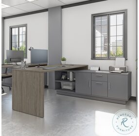 Equinox Walnut Grey And Slate 72" L Shaped Office Desk
