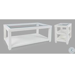 Urban Icon White Glass Inlay Chairside Table