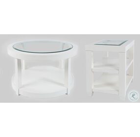 Urban Icon White Round Glass Inlay Cocktail Table
