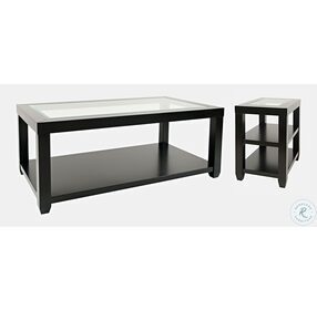 Urban Icon Black Glass Inlay End Table
