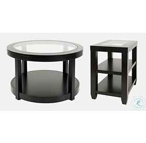 Urban Icon Black Glass Inlay Round Cocktail Table
