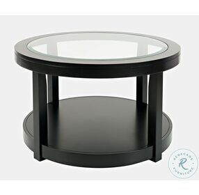 Urban Icon Black Round Glass Inlay Occasional Table Set