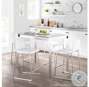 Mara White And Stainless Steel Counter Height Stool Set Of 2