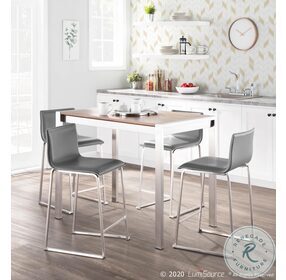 Mara Grey And Stainless Steel Counter Height Stool Set Of 2
