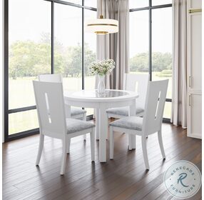 Urban Icon White 42" Round Glass Inlay Dining Table