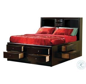 Phoenix Deep Cappuccino Storage Bookcase Bedroom Set