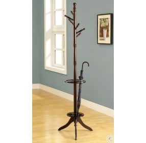2005 Cappuccino Solid Wood Coat Rack With Umbrella Stand