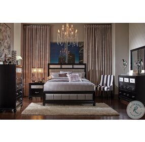 Barzini Black Upholstered Queen Panel Bed