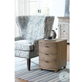 Chairsides Driftwood Bowfront 3 Drawer Chairside Table