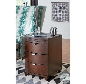 Chairsides Espresso Cherry Bowfront 3 Drawer Chairside Table
