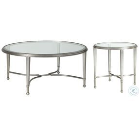 Metal Designs Silver Leaf Sangiovese Round Cocktail Table