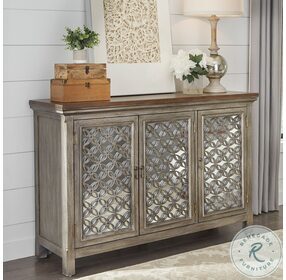 Eclectic Living Wire Brushed Gray And White 3 Door Accent Cabinet