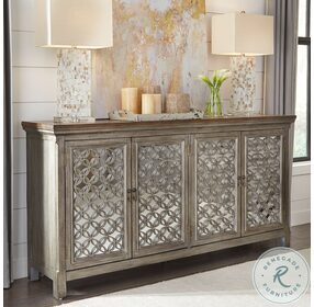 Eclectic Living Wire Brushed Gray And White 4 Door Accent Cabinet