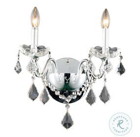 St. Francis 13" Chrome 2 Light Wall Sconce With Clear Royal Cut Crystal Trim