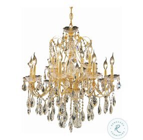 2016D28G-RC St Francis 28" Gold 12 Light Chandelier With Clear Royal Cut Crystal Trim
