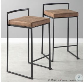 Fuji Brown Counter Height Stool with Black Legs Set of 2