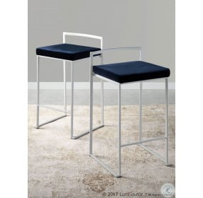 Fuji White and Blue Counter Stool Set of 2