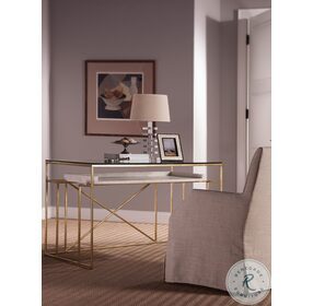 Signature Designs Gold Foil And White Cumulus Writing Table