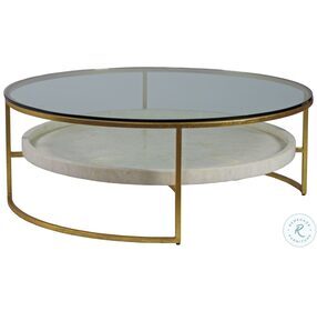 Signature Designs Gold Foil And White Cumulus Large Round Occasional Table Set