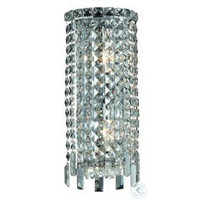 V2031W8C-RC Maxime 8" Chrome 2 Light Wall Sconce With Clear Royal Cut Crystal Trim