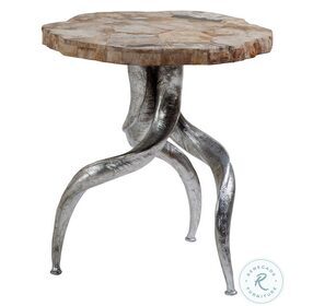 Signature Designs Petrified Wood And Silver Leaf Valance Spot Table