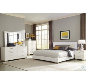 Felicity Glossy White Queen Panel Bed With LED Lighting