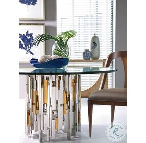 Signature Designs Stainless Steel And Brass Cityscape Round Dining Table