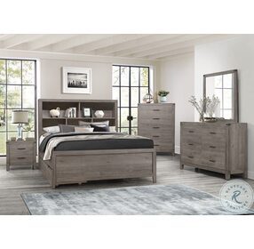 Woodrow Gray Full Bookcase Storage Bed