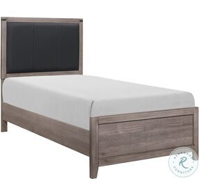 Woodrow Brownish Gray And Black Youth Upholstered Panel Bedroom Set