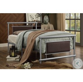 Gavino Gray And Brown Twin Metal Panel Bed