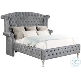 Deanna Grey Upholstered Platform Bedroom set