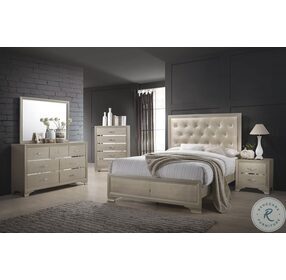 Beaumont Champagne King Upholstered Panel Bed